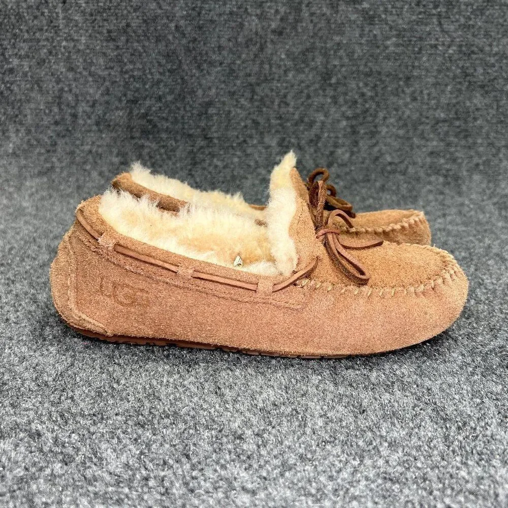 UGG Dakota Slippers Girl's 3 Chestnut Suede Shearling‎ Lined Cozy Slip On Shoes